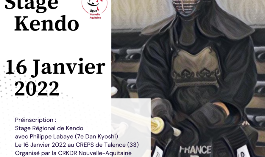 Programme du stage Kendo du 16 janvier  au Creps de Bordeaux à Talence (33)
