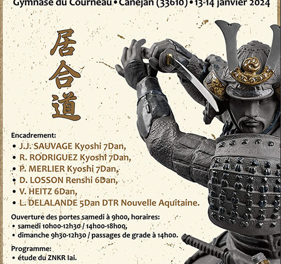 Stage régional iaido • PDG 1-3dan • 13-14 janvier 2024 • Canéjan (33)
